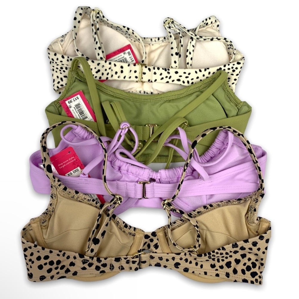 NEW! BUNDLE Xhilaration Lot of 4 Bikini Bralette Smocked Underwire Swim Tops XS - Picture 2 of 12